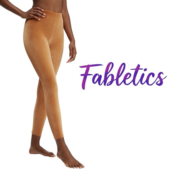 Fabletics Emma Velour High Waist Yoga Leggings Light Honey Size Medium - Picture 1 of 6